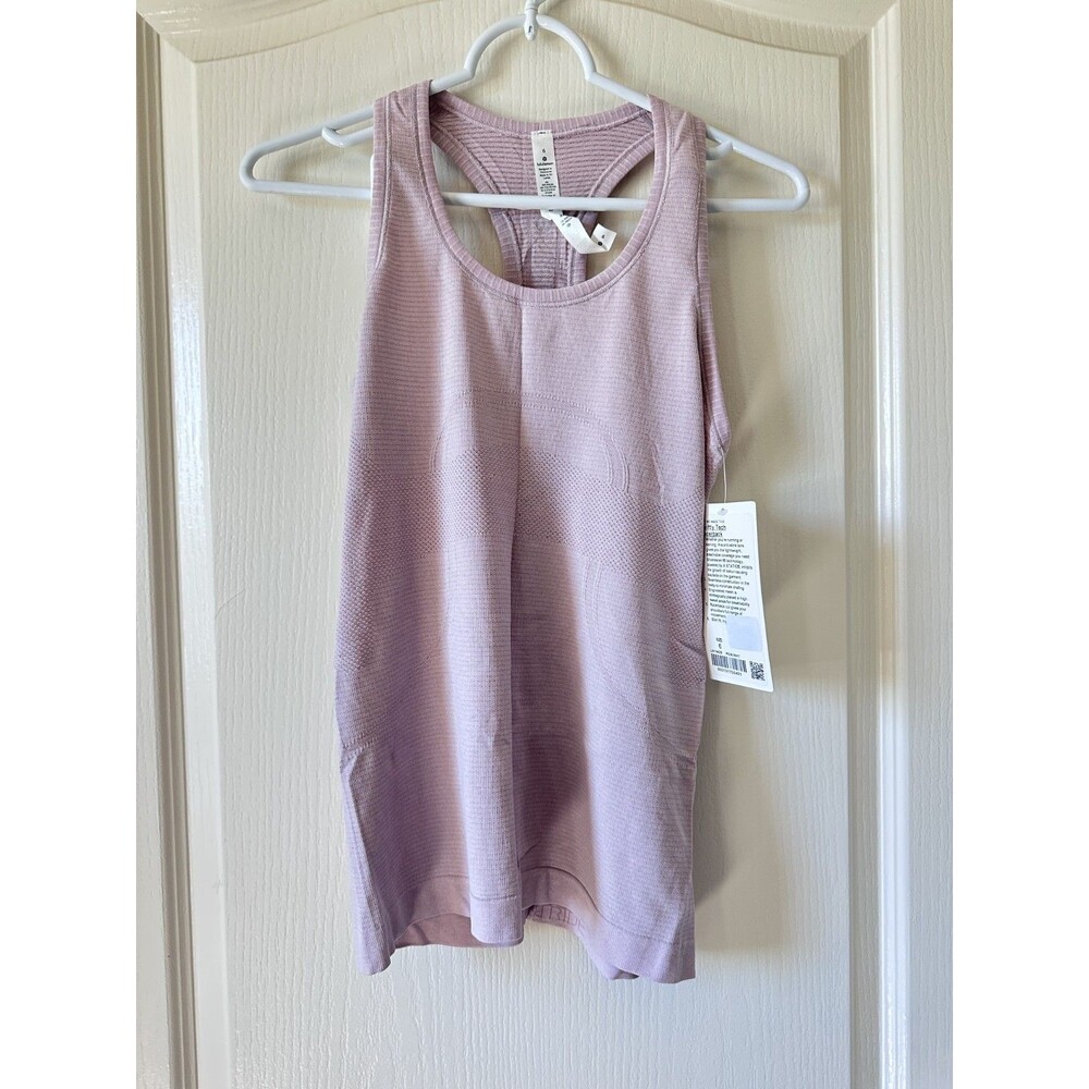 NWT Lululemon Swiftly Tech Racerback Porcelain Pink/White Size 6
